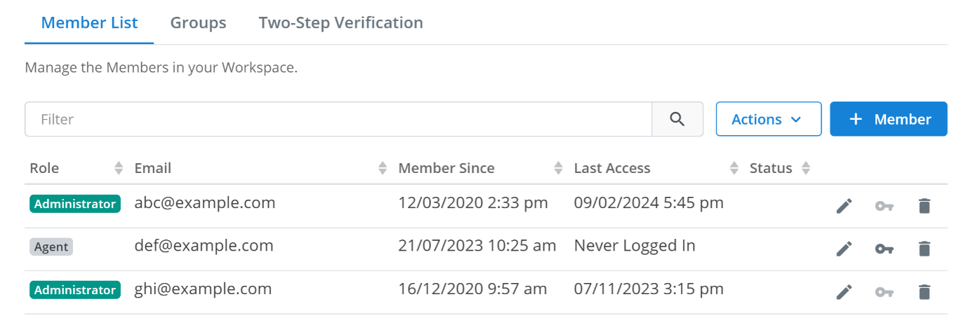 Member Actions