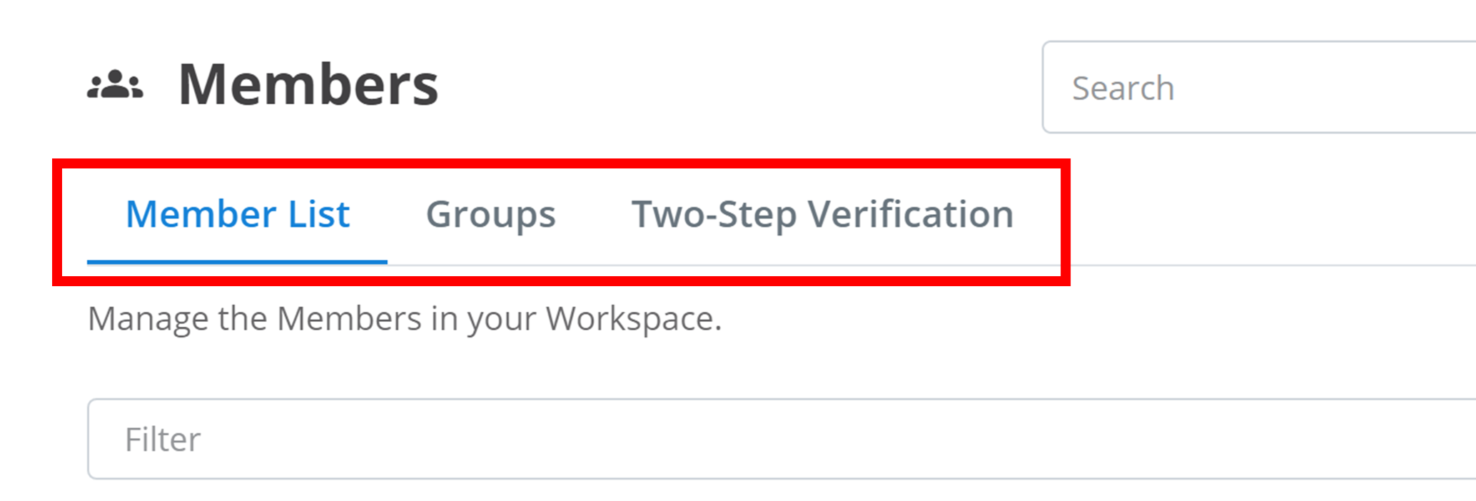 Members Tab Navigation