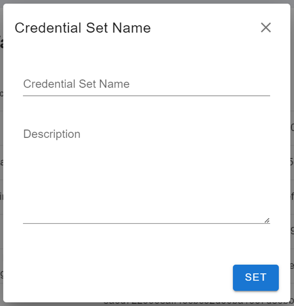 New Credentials Menu