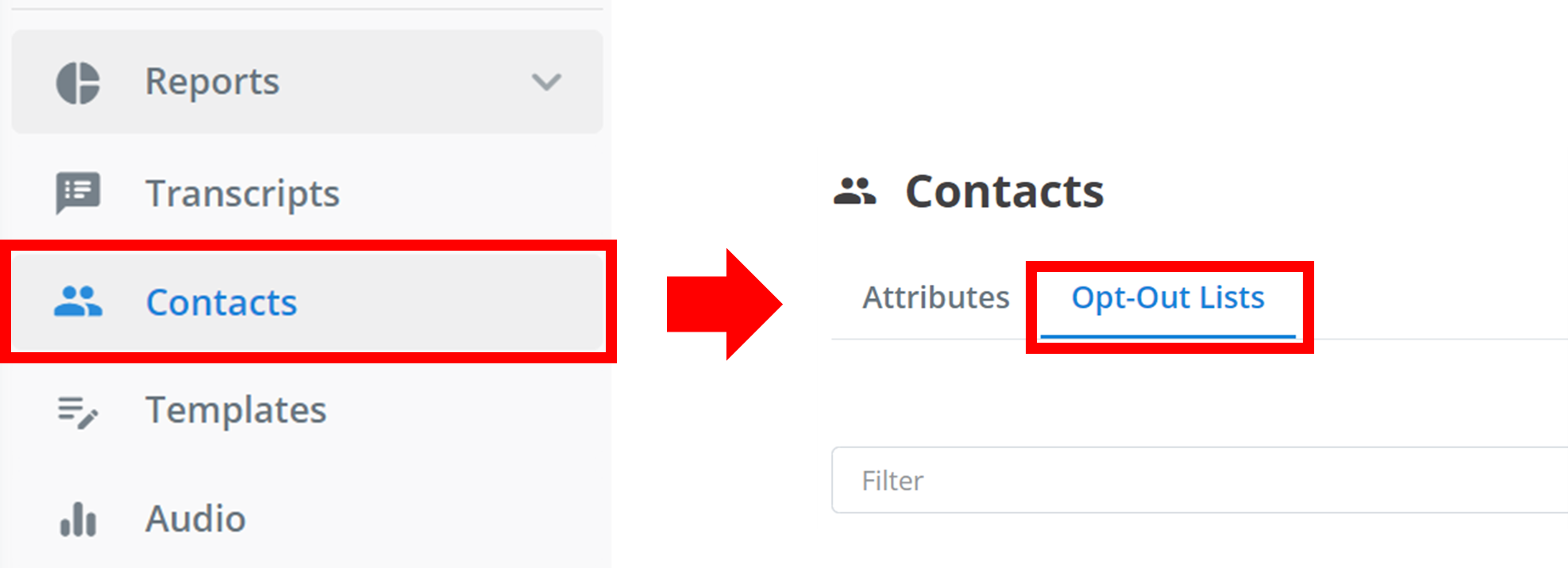 Navigation to Opt-Out Lists