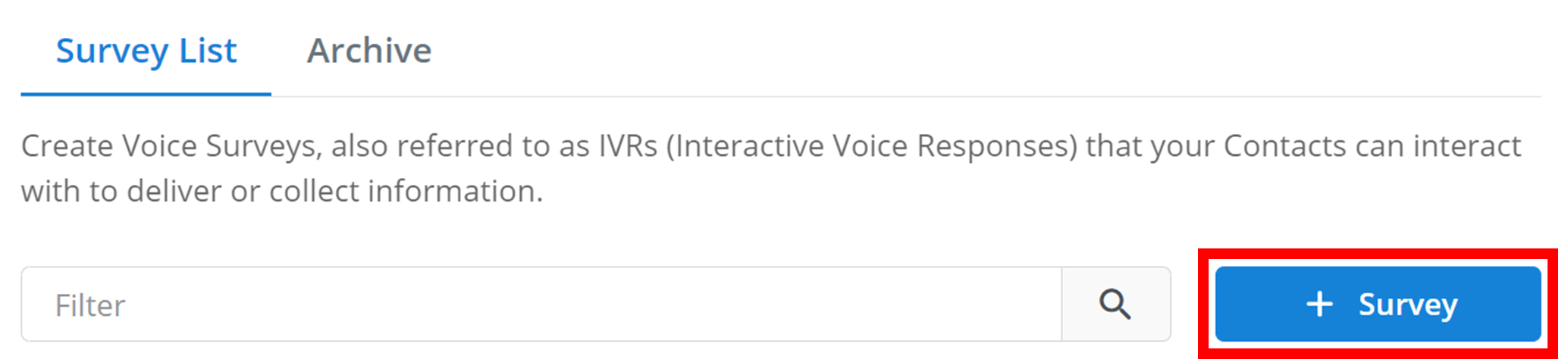 Create Survey Button